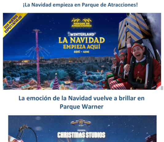 OCIO AFILIAD@S SPL CLM: LA NAVIDAD EMPIEZA EN EL PARQUE ATRACCIONES MADRID Y LA EMOCIÓN DE LA NAVIDAD VUELVE A BRILLAR EN EL PARQUE WARNER